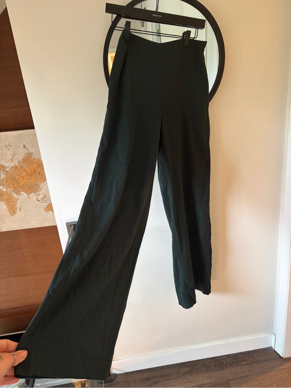Babaton Forest Green Wide Leg High-Waist Trousers
